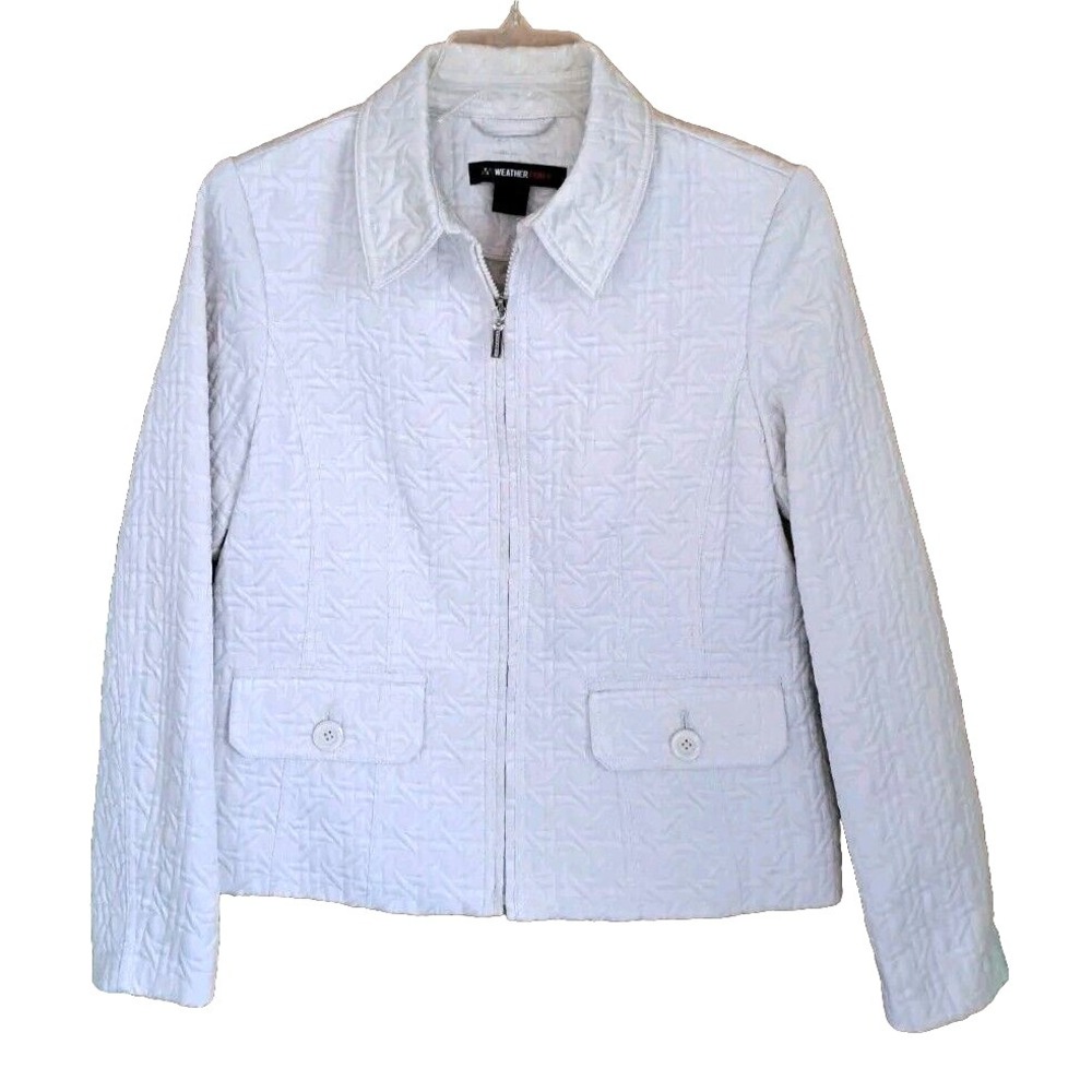Weather Tamer Jacket Womens Sz Med Quilted Cream Winter White Full Zip Pre-owned